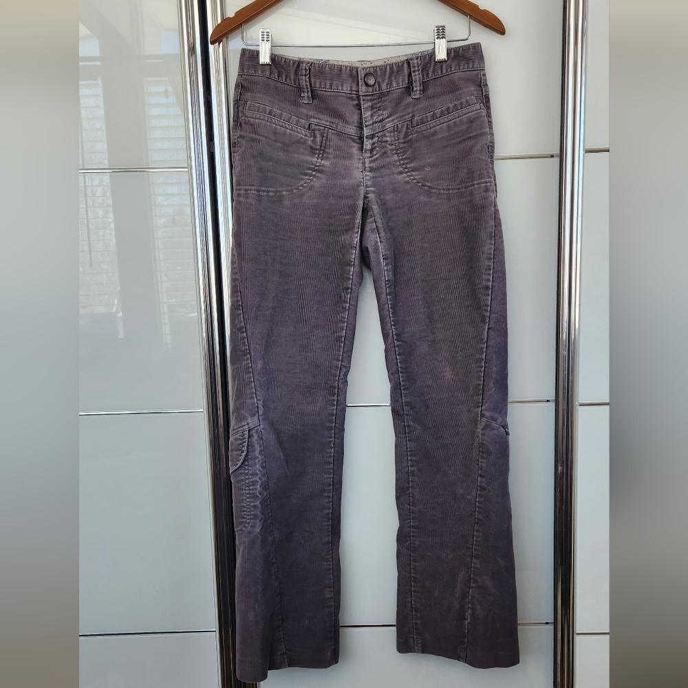 Athleta gray corderoy pants, size 2, snap, high Waisted, bell bottoms